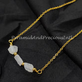 Rough Rainbow Moonstone Necklace, Gemstone Necklace, June Birthstone, Ethnic Jewelry, Gift For Her, Sold By Piece
